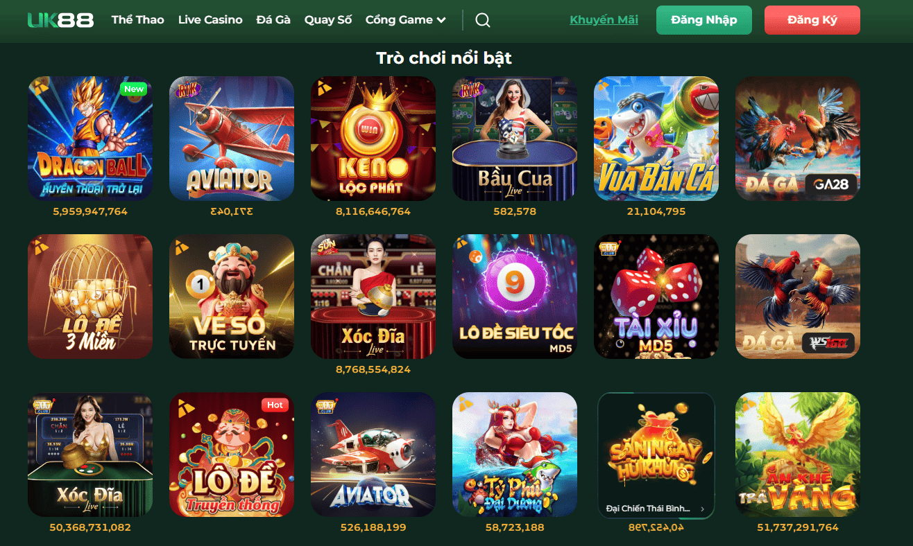 UK88 sở hữu các trò chơi hấp dẫn nào?